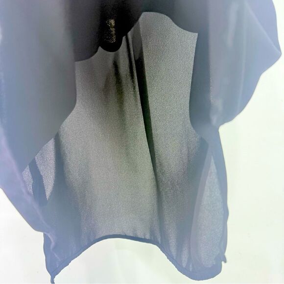 MICHAEL Michael Kors Black Semi Sheer Collared Gold Half Zip Sleeveless Blouse - Picture 12 of 14